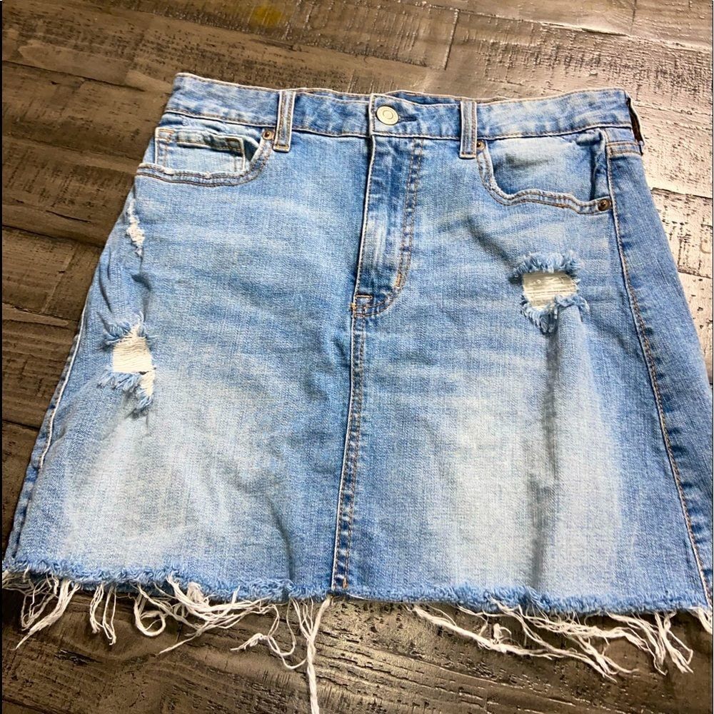 Aeropostale frayed bottom distressed denim skirt